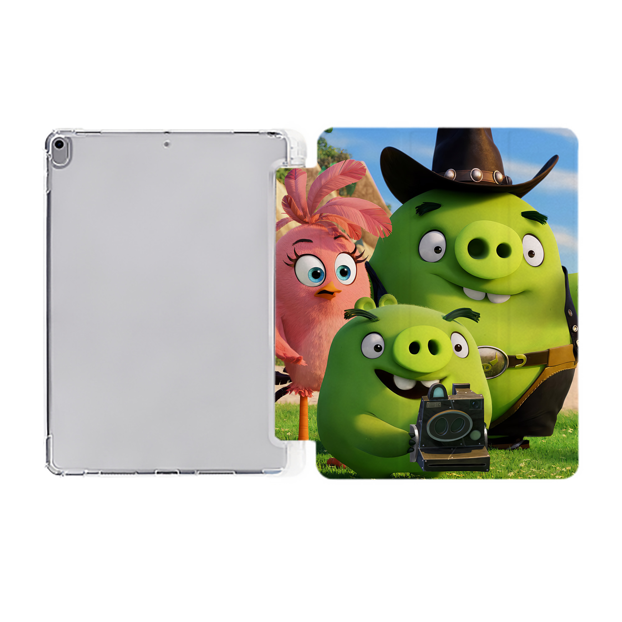 （画像用） Angry Birds アングリーバード IPad ケース ペン収納付き 三つ折りスタンド PUレザー×シリコン 対応機種9.5/10.5/10.9インチ
